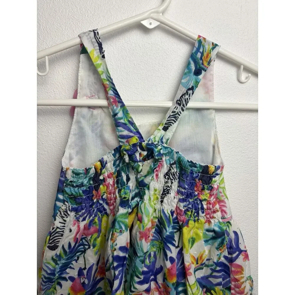 Penelope Mack Girls 5 Tropical Jungle Dress Flamingo Zebra Parrot Cotton